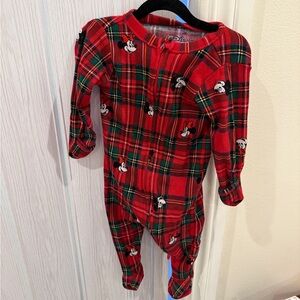 Old Navy Disney Mickey Mouse Red Plaid Kids Footie